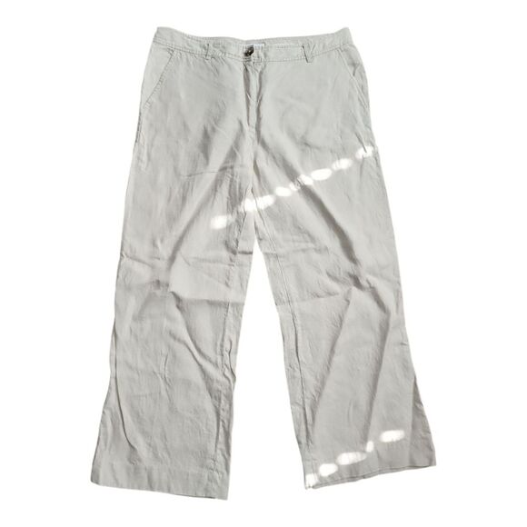 David Jones 100% Linen Neutral Wide Leg Beachy Pants Size 10 Australia Quiet Lux - Picture 2 of 9